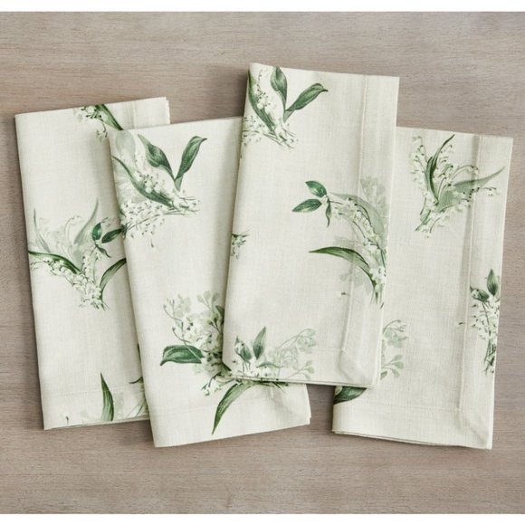 Pottery Barn Monique Lhuillier Lily of the Valley Cotton Napkins Set of 4 - Picture 5 of 11